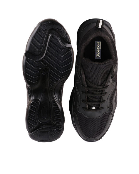 Buy SHOETOPIA Black Synthetic Lace Up Girls Sport Shoes