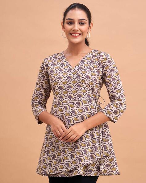 Angrakha kurti 2024 neck design