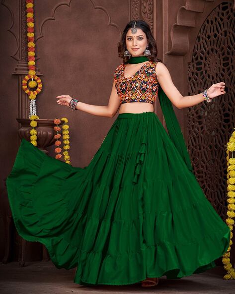 RE - Bottle Green Colored Designer Velvet Lehenga Choli - Featured Product