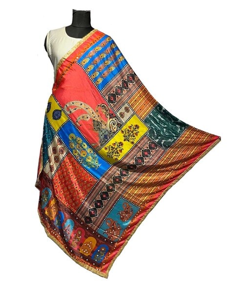 Printed Dupatta with Lace Border Price in India