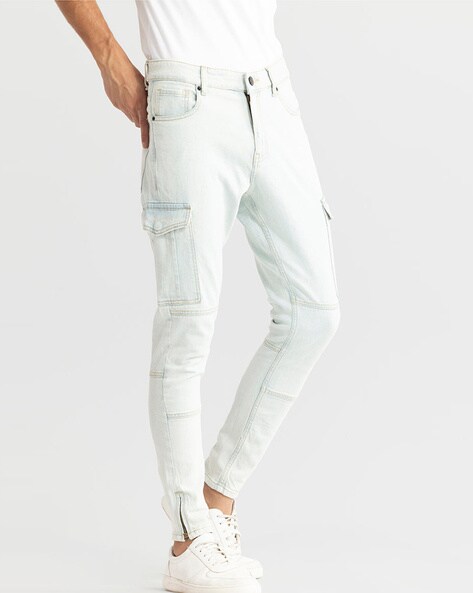 Men's Light Blue Cargo Jeans