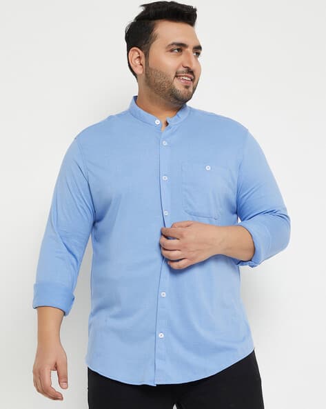 CLUB YORK Shirt with Patch Pocket & Curved Hem