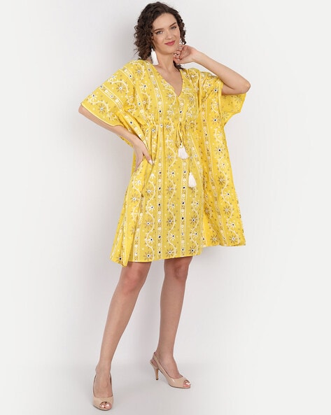 Yellow Shibori Ring Kaftan – omanabyranjanabothra