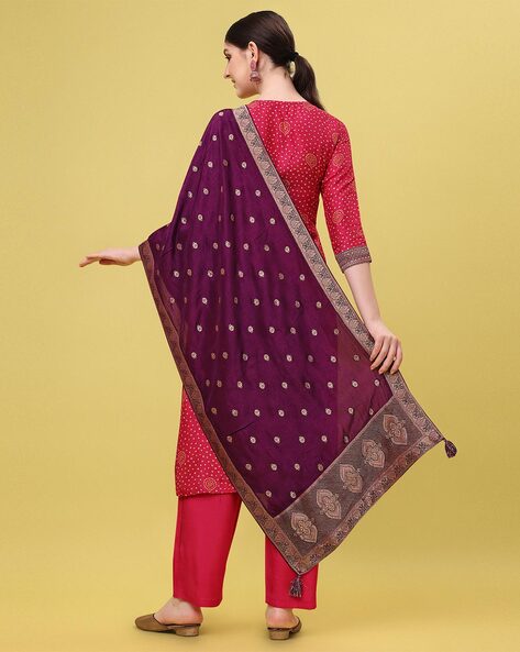 Buy Silk Blend BANARASI JACQUARD SILK RANI Colour Salwar Suits for Women  Online at Best Prices in India - JioMart.
