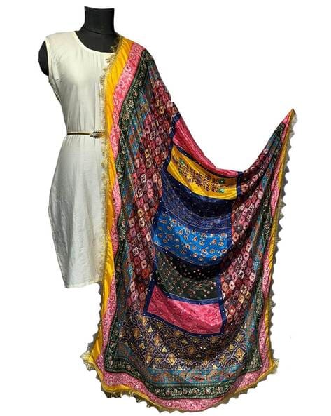 Patch-Work Printed Dupatta with Tasselled Border Price in India