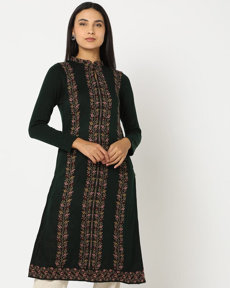 Intarsia-Knit Straight Kurta