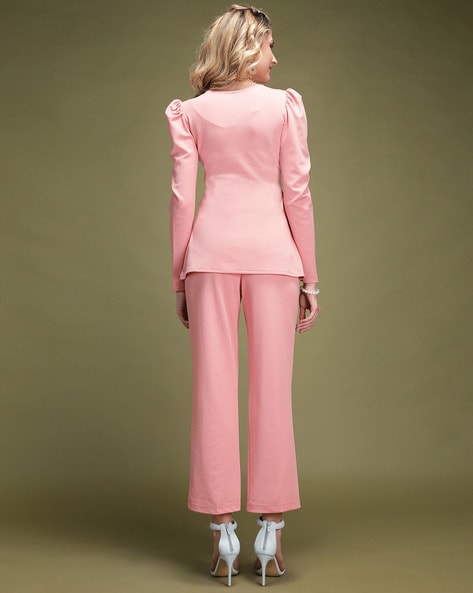 Peach top trouser suit