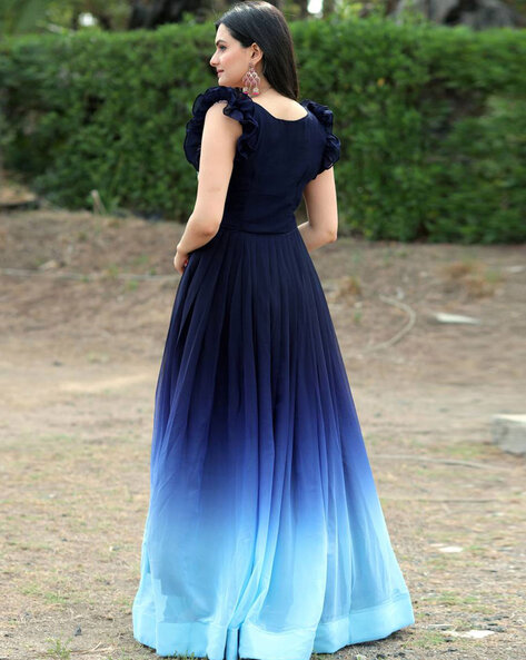 Navy Blue Dress - Backless Lace-Up Dress - Ruffled Maxi Dress - Lulus