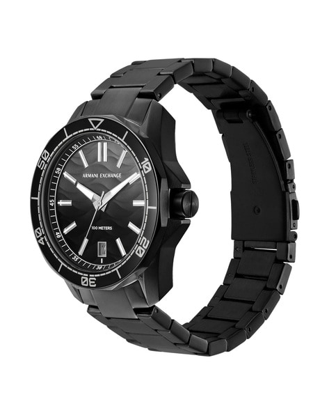 Armani exchange black analogue watch hot sale