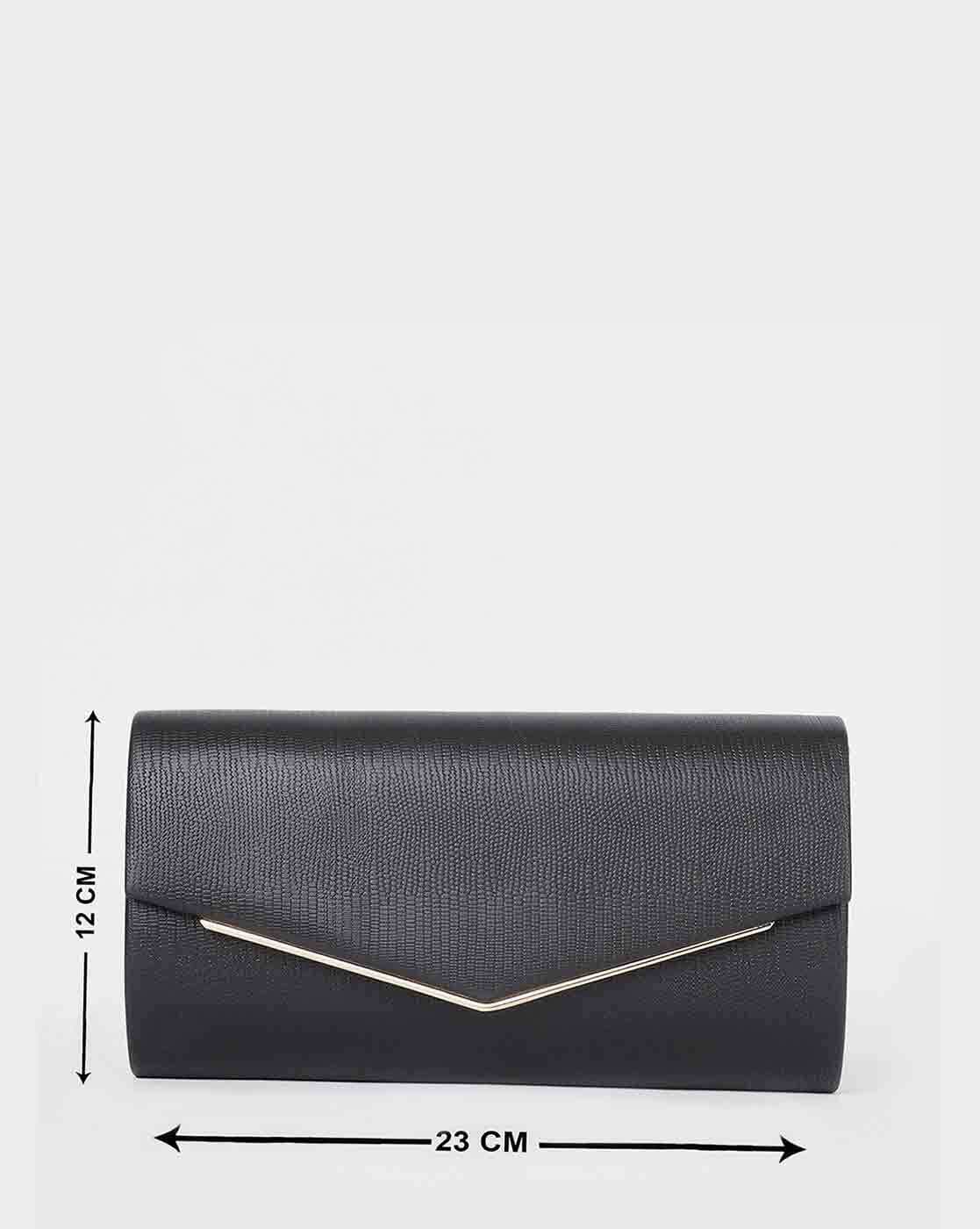 Black Clutch Bag / sling bag in Vegan Faux Leather. – www.soosi.co.in