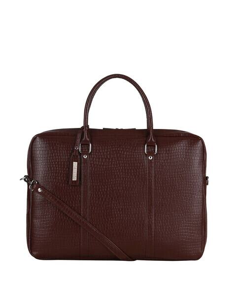 Women Croc-Embossed 15" Laptop Bag with Detachable Strap