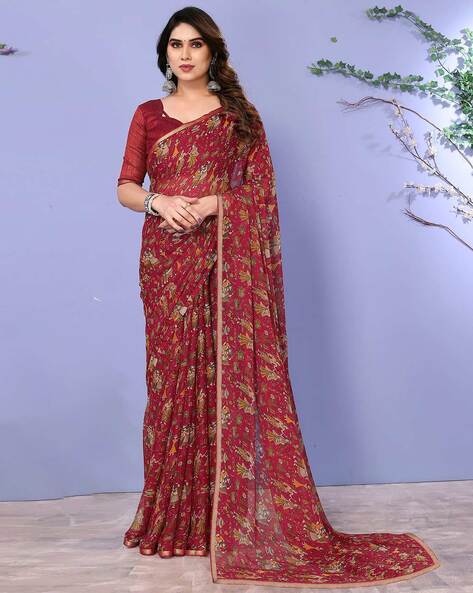 Chiffon Kalamkari Print Saree, Length: 6.3 m at Rs 450 in Surat | ID:  19652079873