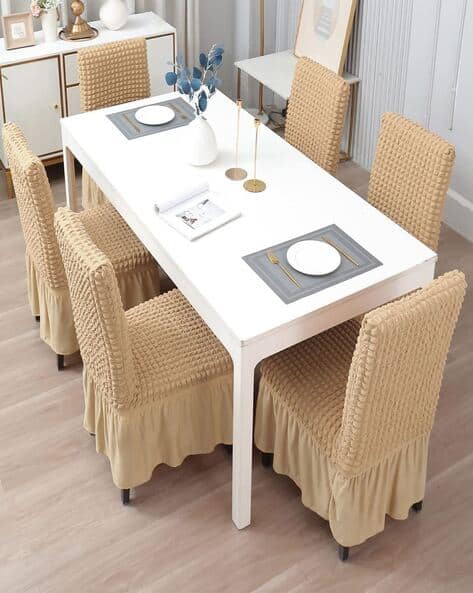 Cortina Eyelet Curtain Set of 6 Dining Chair Covers with Skirt