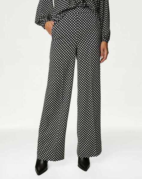 Marks & Spencer Polka-Dot Print Wide-Leg Pants