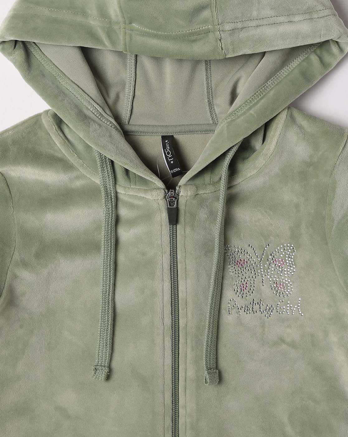 Girls Light Green Zip-up Hoodie and Joggers Co-ord Set