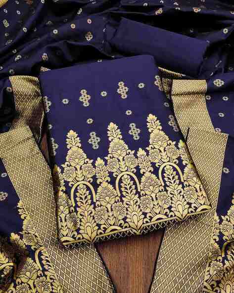 Zari Woven 3-Piece Unstitched Dress Material Price in India