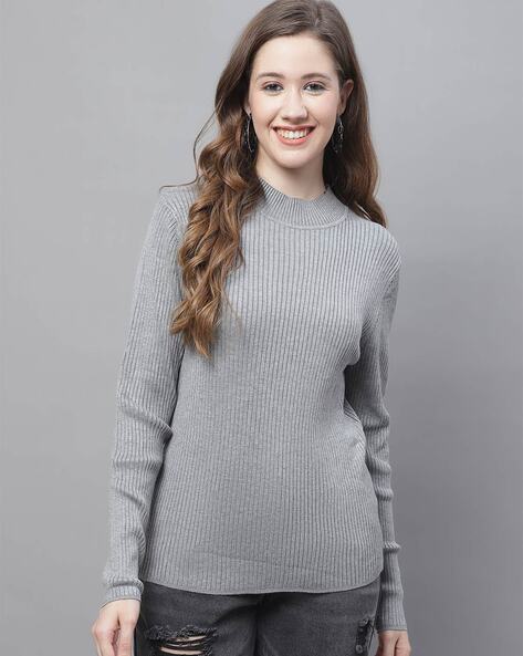 Grey pullover clearance sweater women's