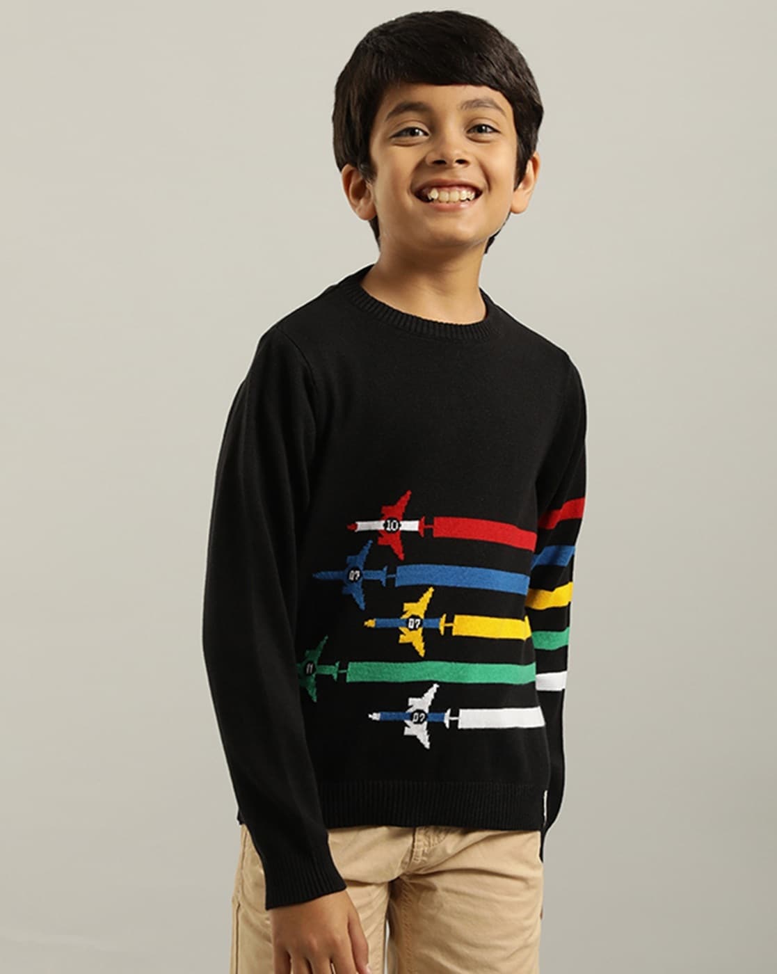 Boys black crew neck on sale jumper