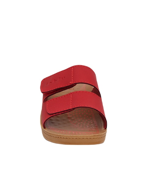 Red discount leather slippers