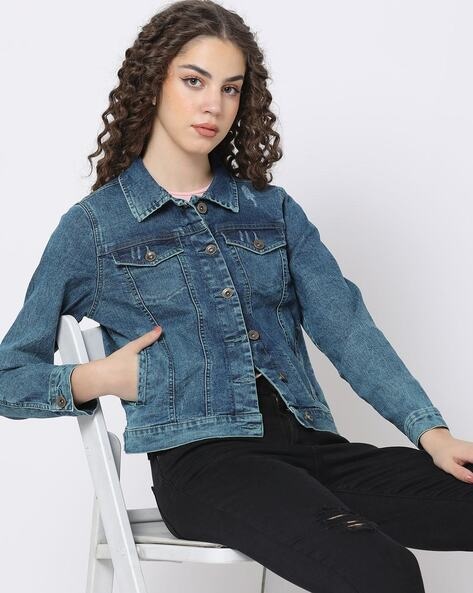 Ajio denim jackets womens sale