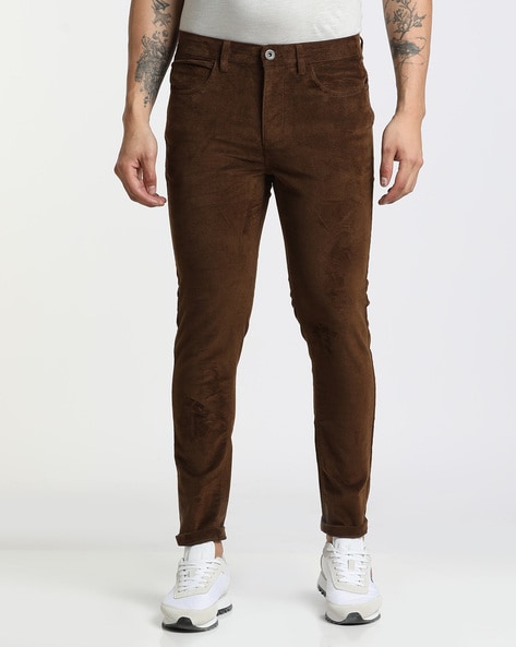 Buy Roadster Women Brown Skinny Fit Corduroy Trousers - Trousers for Women  461263 | Myntra