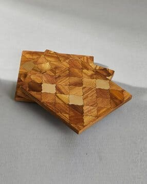 fabindia Set of 4 Aavegh Inlay Wooden Coasters-picture-38