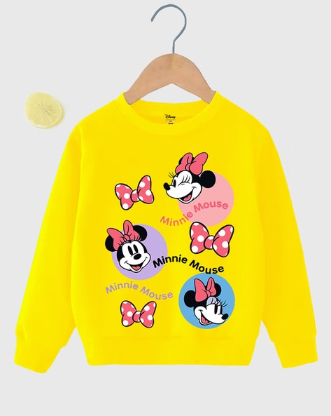 Hooded Minnie Mouse Printed Long Sleeve Girls' Sweatshirt and