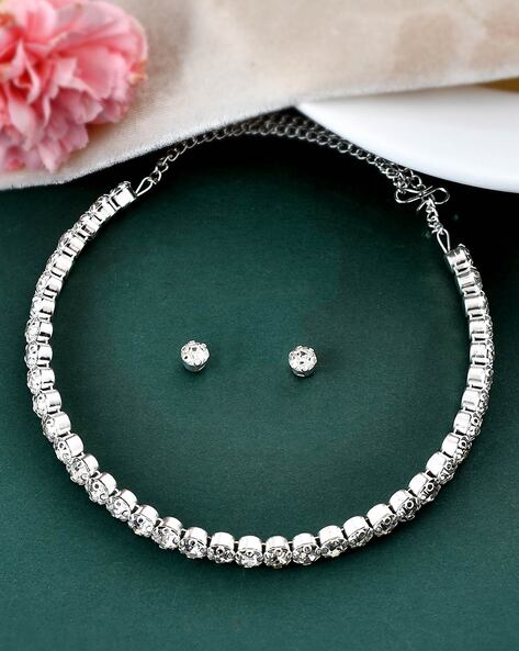 925S Crystal V Shaped Pendant Necklace/Earrings Set | Earring set, Necklace  earring set, Sterling silver pendants