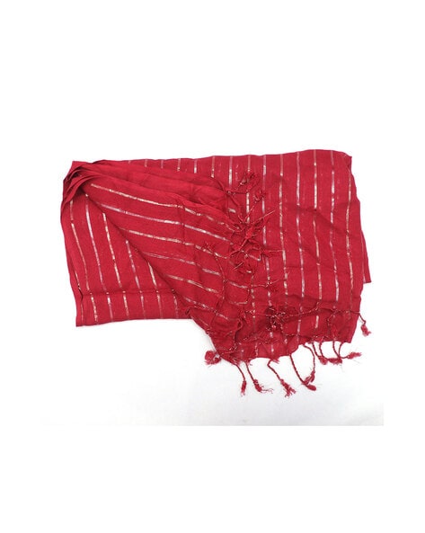 Striped Scarf with Tassels Price in India