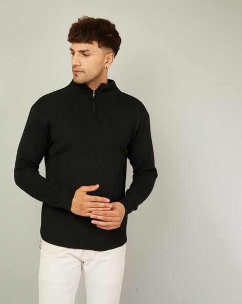 Ribbed High-Neck Pullover