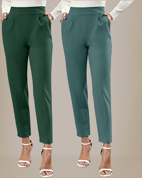 Gerry Weber MIT LÄNGSBIESEN - Trousers - green teal/dark green - Zalando.ie