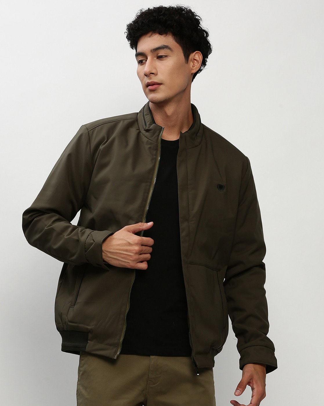 Buy Green Suede Bomber Jacket for Men Online at SELECTED HOMME | 130173301