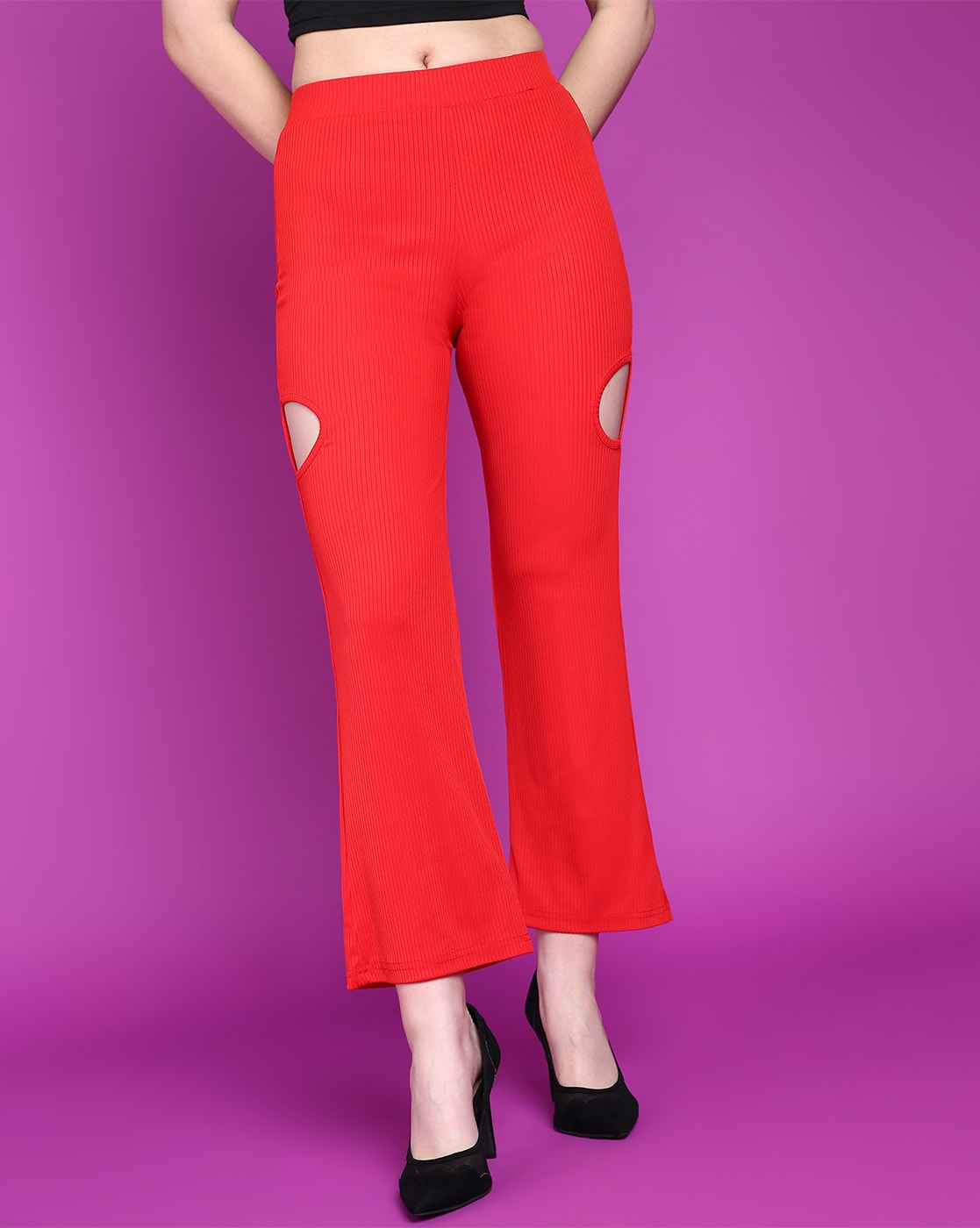 Buy Red Trousers & Pants for Women by POPWINGS Online