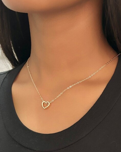 Link Chain Necklace with Heart Pendant