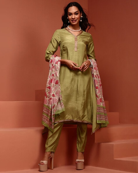 Imara Embroidered A-Line Kurta Suit Set