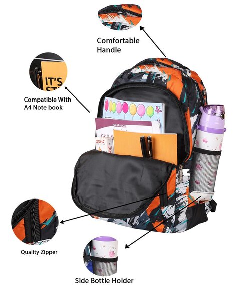 Book bag with bottle clearance holder