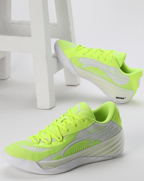 Green and yellow clearance puma shoes