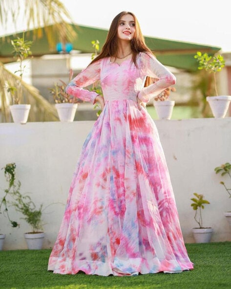 Cotton Tie & Dye Gown - Arhams Online Fashion Store