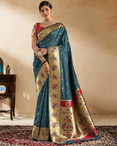 Buy Blue Sarees for Women by SATRANI Online