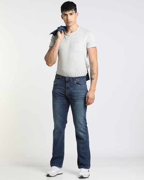 Men Mid-Wash Bootcut Jeans