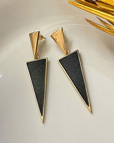 Gold triangle hot sale drop earrings