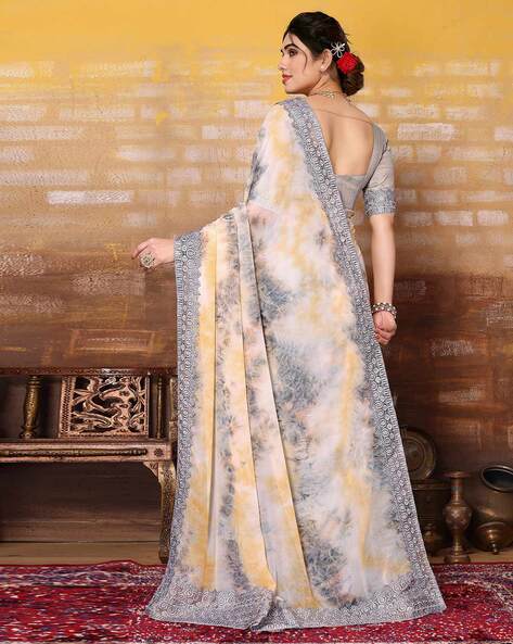 Buy Grey Sarees for Women by SATRANI Online