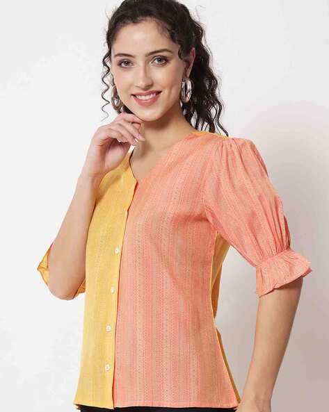 Buy Yellow & Peach Shirts, Tops & Tunic for Women by SHOPPING