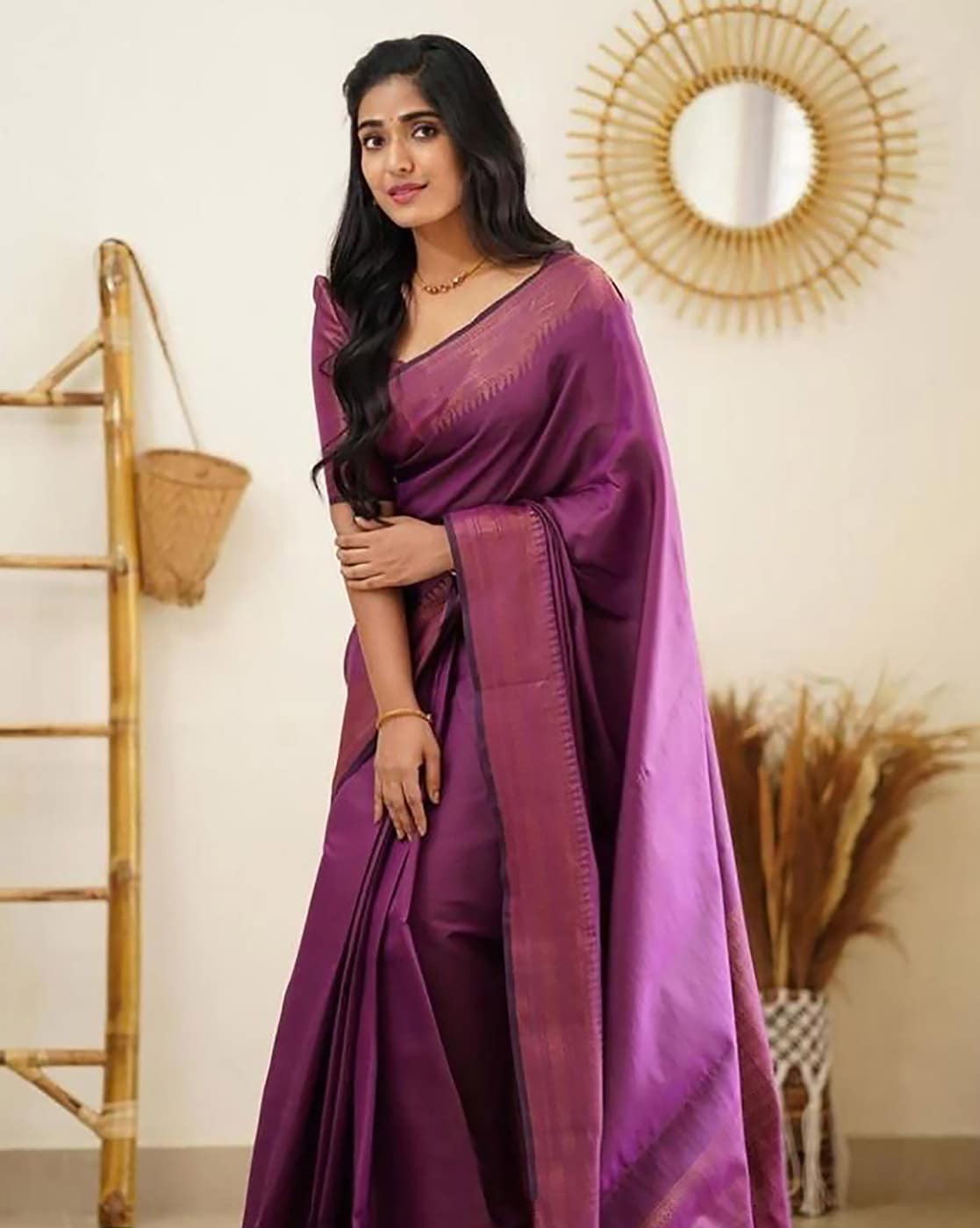 Casual Wear Plain Ladies Dark Purple Silk Saree, 6.3 m (with blouse piece)  at Rs 2120 in Bhagalpur