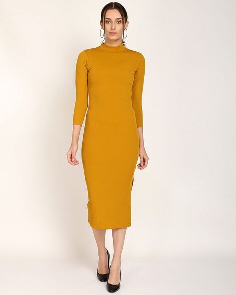 High neck 2025 bodycon dress