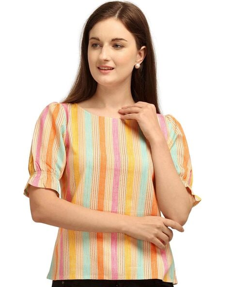 Multicolor Puff Sleeves Long Tops at Rs 145/piece in New Delhi