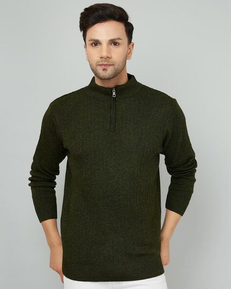 Buy Kvetoo Men Woolen Black Turtle Neck Full Sleeve Sweater online