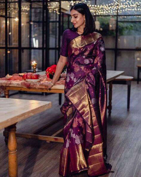 Buy Wine Color Designer Indian Saree Online – Joshindia