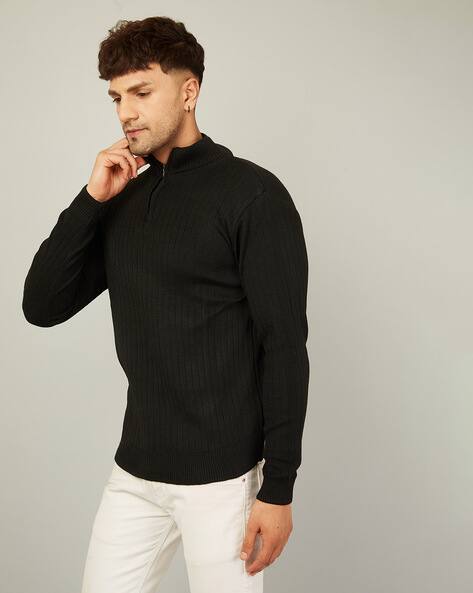 Ribbed High-Neck Pullover