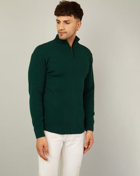 Ribbed High-Neck Pullover